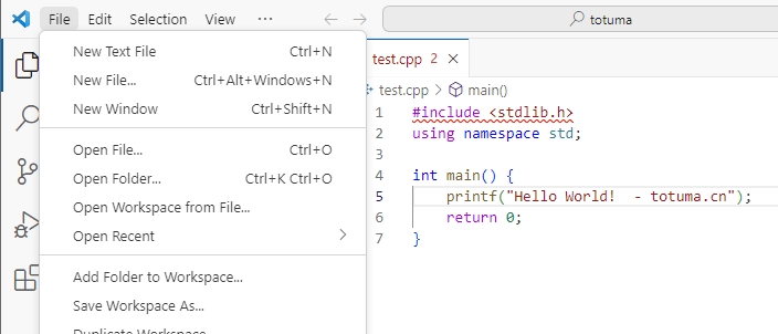 使用 VS Code 打开 C++ 文件所在目录